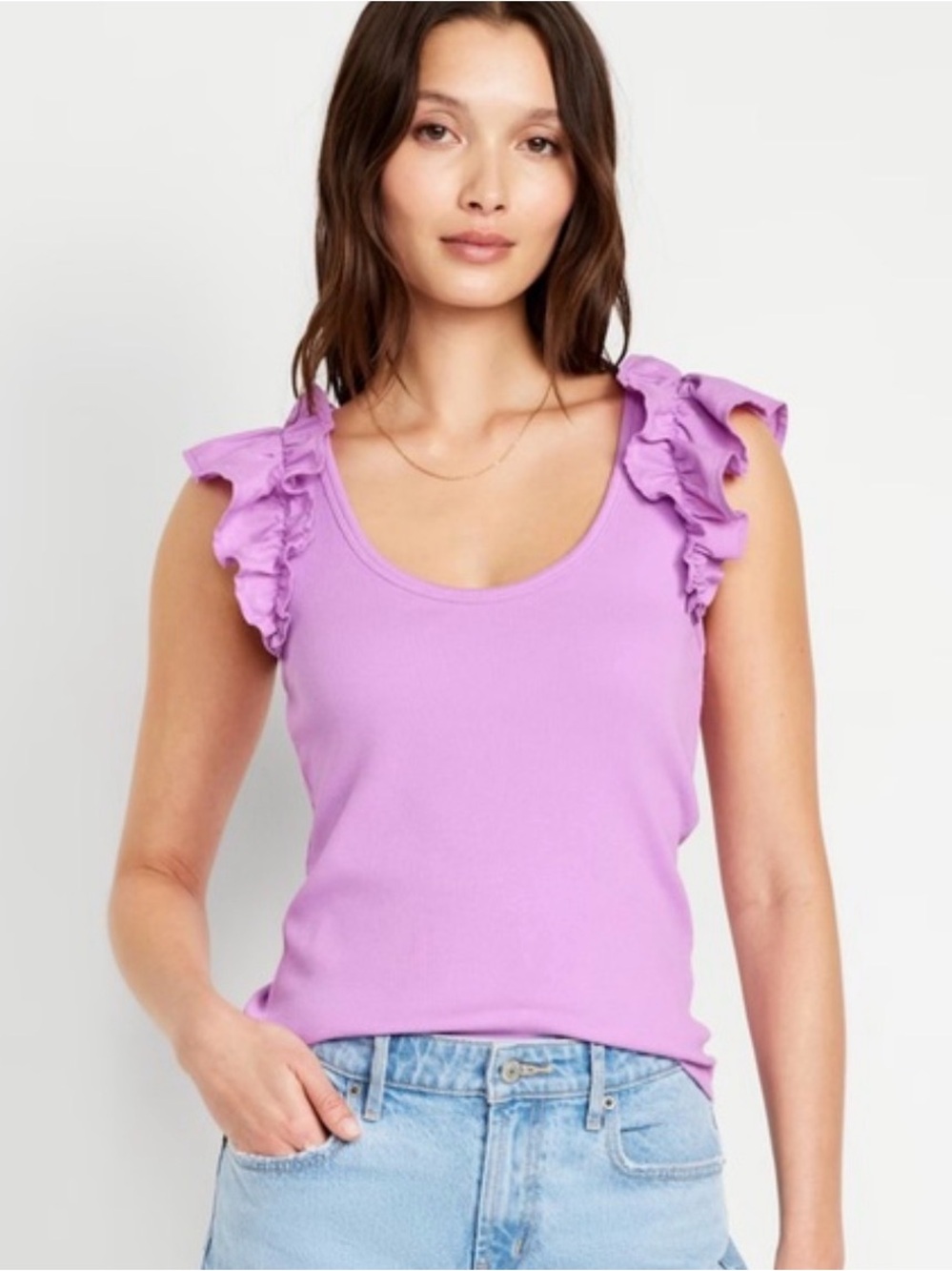 Old Navy Pink Ruffle Sleeve Tank Top